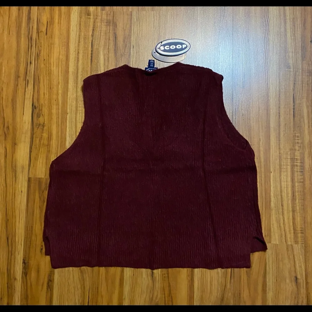 Scoop Women's Sleeveless V-Neck Cable Knit Cropped Sweater Vest Size XXL - Picture 8 of 11
